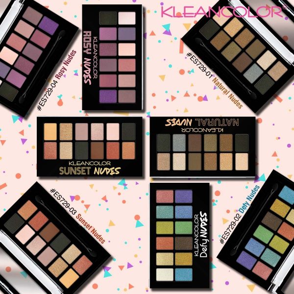 KLEANCOLOR NUDES COLLECTION ES729 PALETA DE SOMBRAS ROSY - SUNSET - DEFY - NATURAL