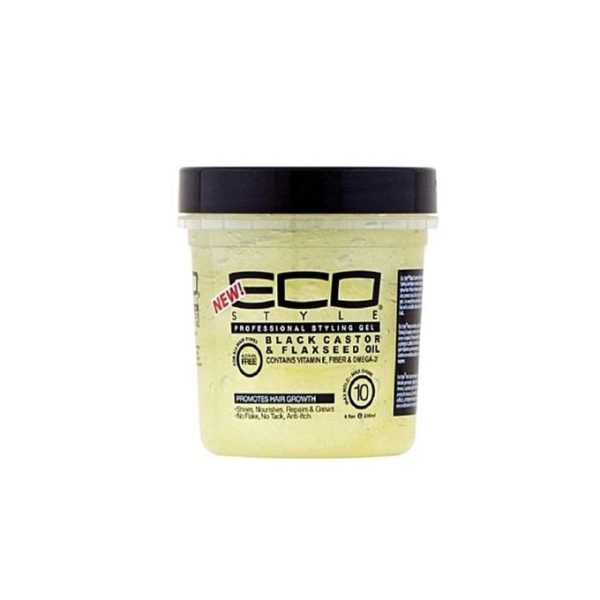 GEL ECO STYLE BLACK CASTOR & FLEZSEE OIL 8 OZ